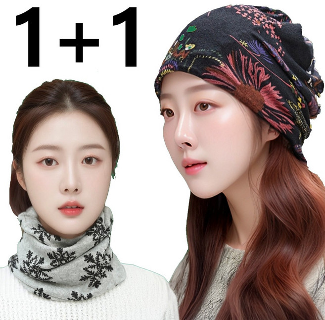 겨울 여성두건 머리 식당 조리 두건 실내 넥워머 와이드 헤어밴드