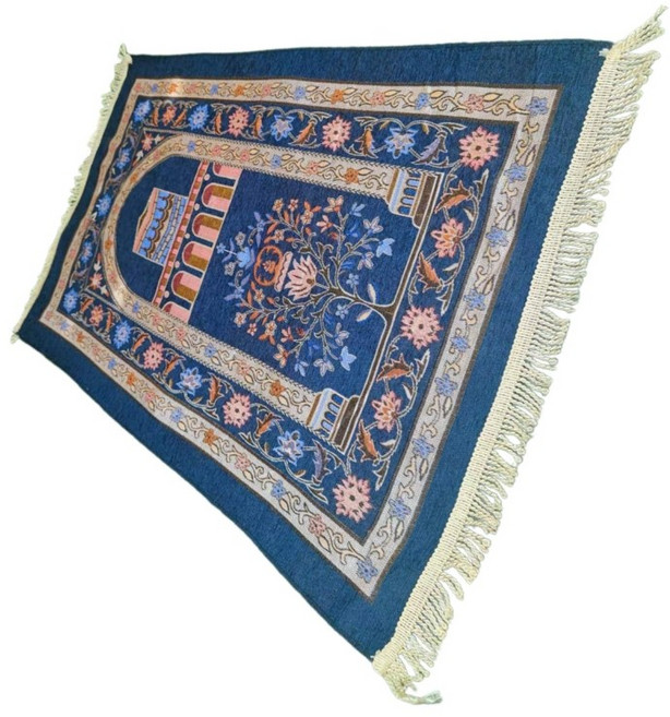 무슬림 기도 러그 폴리에스터 휴대용 담요 이슬람 매트와 타셀 민족 꽃 패턴 카펫 여행 담요