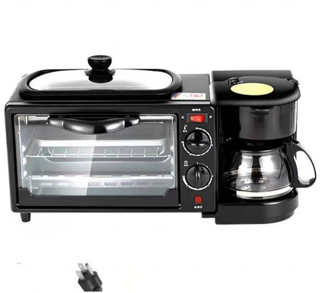 早餐機自動煮咖啡熱牛奶小型電烤箱迷妳三明治輕食機蒸烤一體機, 110V多功能