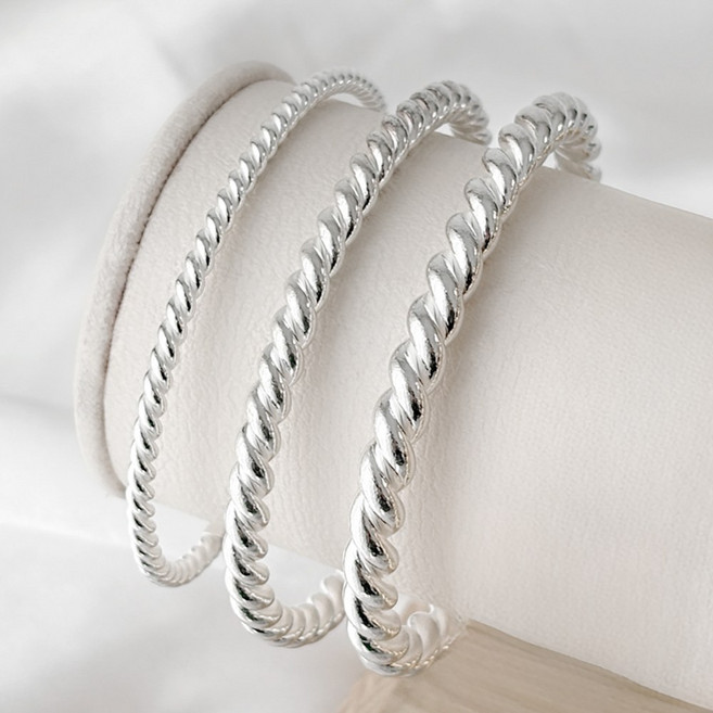실버 925 볼드 로프 뱅글 오픈 팔찌 프리사이즈 은팔찌