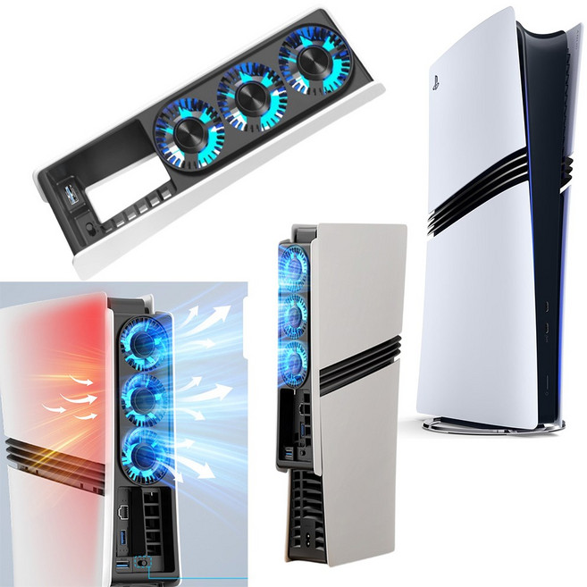 PS5 쿨링팬 후면배기쿨러 오토모드 이이네 플스5 구형 슬림 프로 선택 구매, 1개, PS5 프로 전용, PS5 쿨링팬 후면배기쿨러 오토모드 탑재 이이네