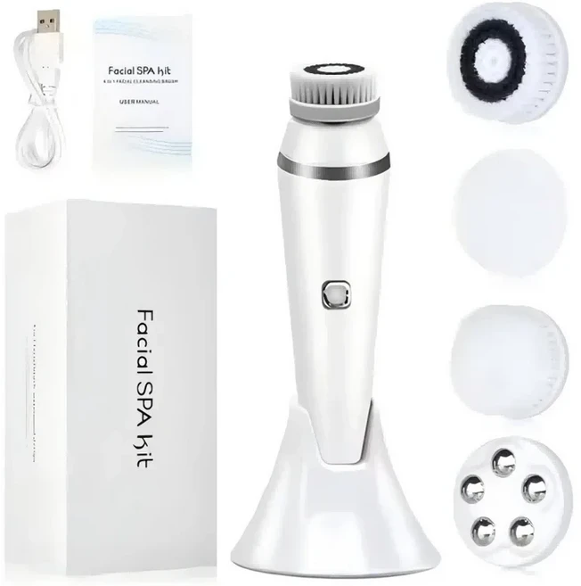 전기 페이셜 클렌징 브러시 딥 클리닝 제거 블랙헤드 모공 제거용 IPX7 방수 페이스 마사지기 클렌징 장치, 02 WHITE