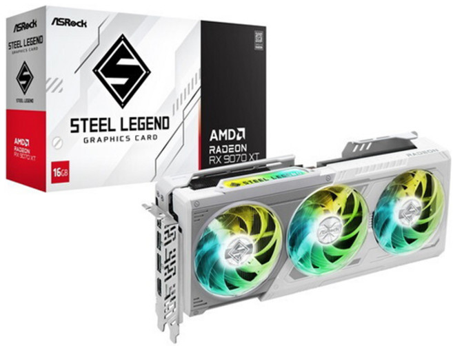 ASRock 華擎 Steel Legend Radeon顯示卡 16GB 白色, RX9070XTSL