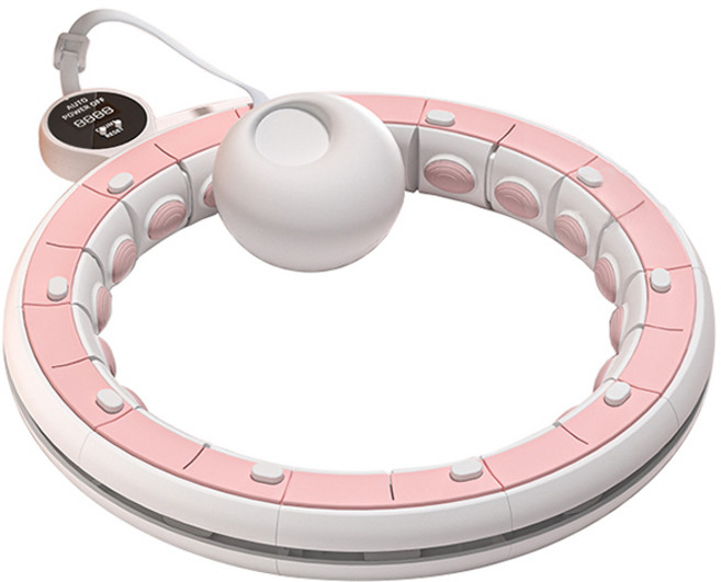 린보 디지털 카운팅 지압 스마트 훌라후프 다이어트 홈트 실내용 탈부착 운동기구, 1개, 핑크, 70kg