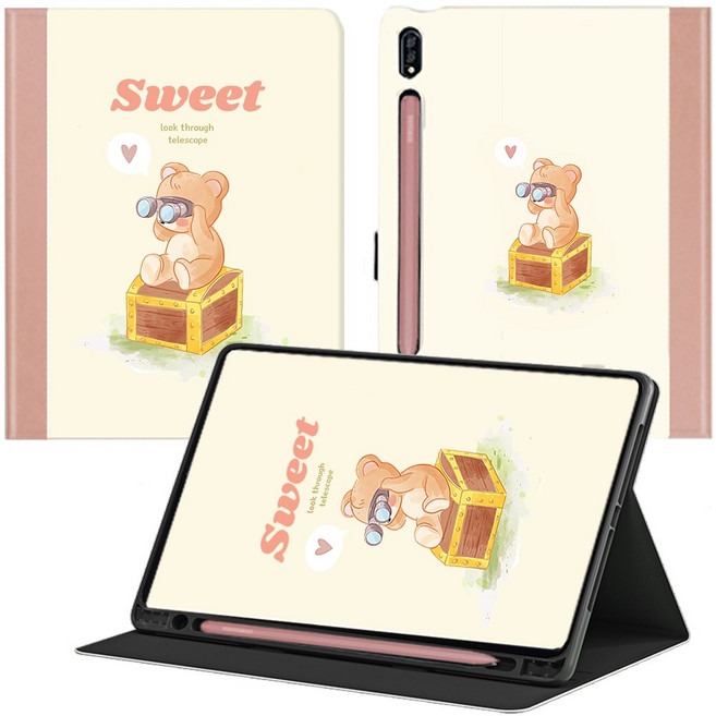 태블리 갤럭시탭 S10 S9 FE S9 플러스 북커버 케이스, SWEET