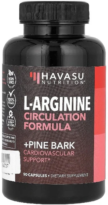 Havasu Nutrition L-아르기닌 순환 포뮬라 + 소나무 껍질 캡슐 90정 Nutrition (하바스 뉴트리션), 1개 - 쿠팡