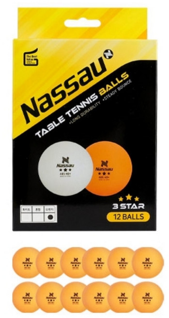 피스 최상급 3성 시합용 탁구공 12EA 플라스틱 ABS, 1세트, 12개입, 오렌지