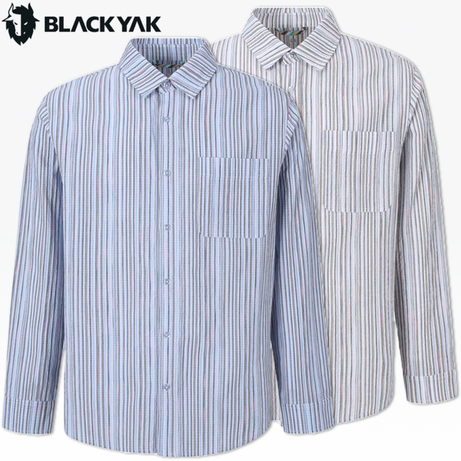 블랙야크 히말라야 남성 패턴 셔츠 1BYYSMU007 긴팔 여름 면 스판 줄무늬 티셔츠