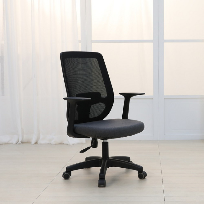 린백 LB16MB 사무용 컴퓨터 책상 학생 높이조절 팔걸이 요추 메쉬 의자, 블랙