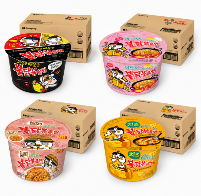 [SR+DC존] [품질보증] 삼양 공식대리점 전국1위파워샵 큰컵라면 불닭볶음면 (오리지널/까르보/로제/4가지, 삼양식품 불닭볶음면 큰컵 (오리지날), 1