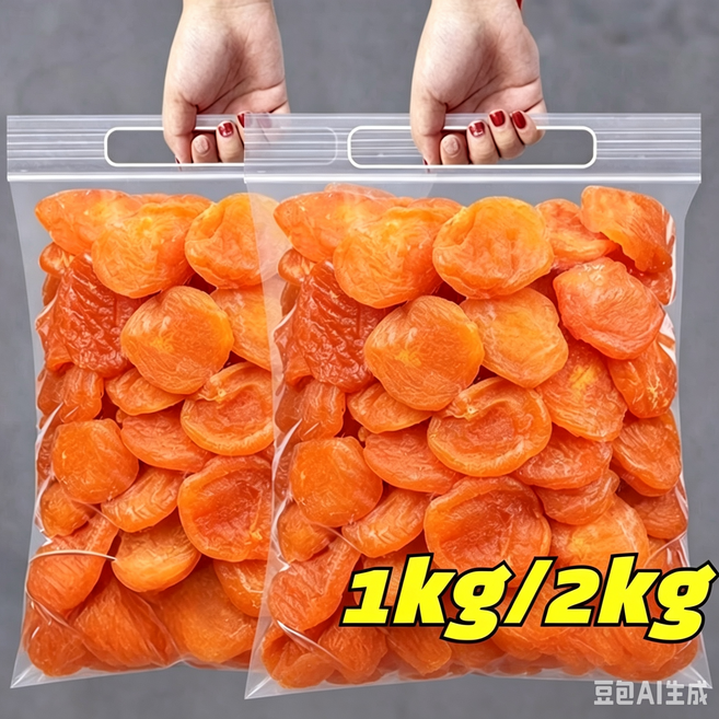 1kg/2kg AAA+ 특급 황금 무핵 건살구 씨없는 말린 살구 건살구, 300g, 300g