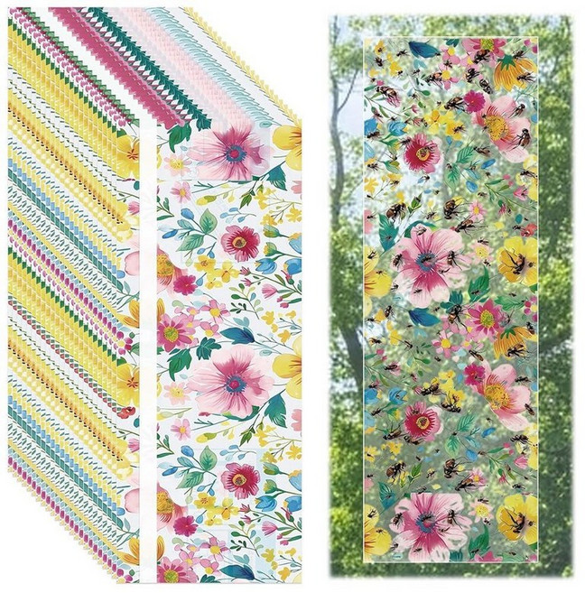 미국출고 평점4.5+ 238668 Mysora 200 Pack Window Fly Traps Floral Sticky Paper Indoor Clear Flies Strips
