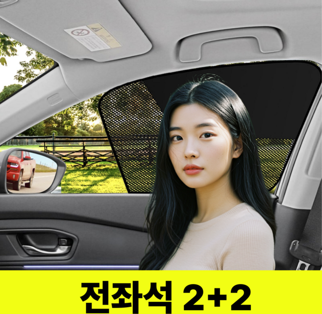 앨리쉬 차량용 자석형 커튼 햇빛 가리개 1+1, 블랙, 4개