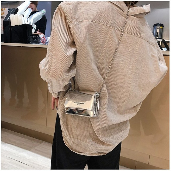 쌍천 실버백 체인 핸드백 미니백 가방 여성 스팽글가방 반짝이 데일리 도트백