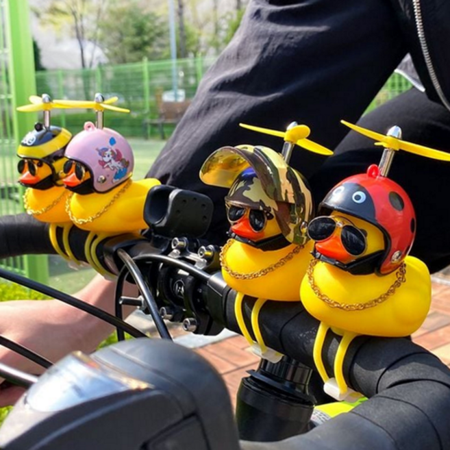 자전거용 러버덕 오리 장식 악세사리 헬멧 벨 라이트, 크롬블랙-자전거