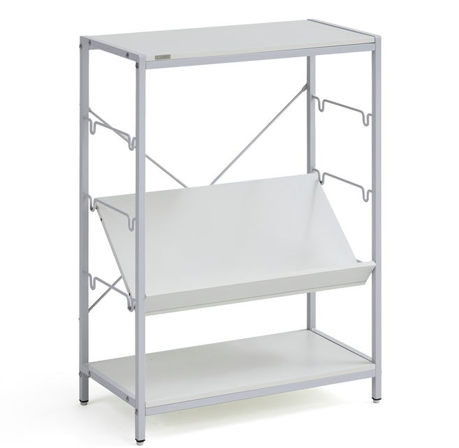 포블리스 매거진랙 조절식 선반, 3단, 화이트