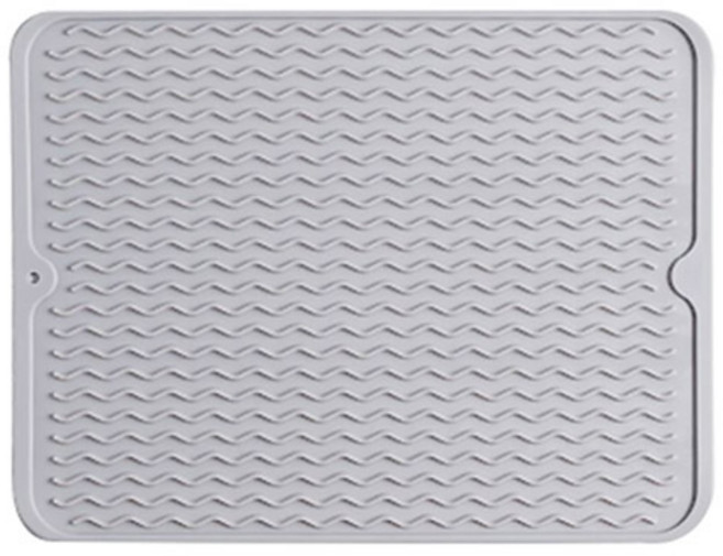 민스리빙 물결무늬 실리콘 식기건조대 드라잉 매트, 그레이, 1개