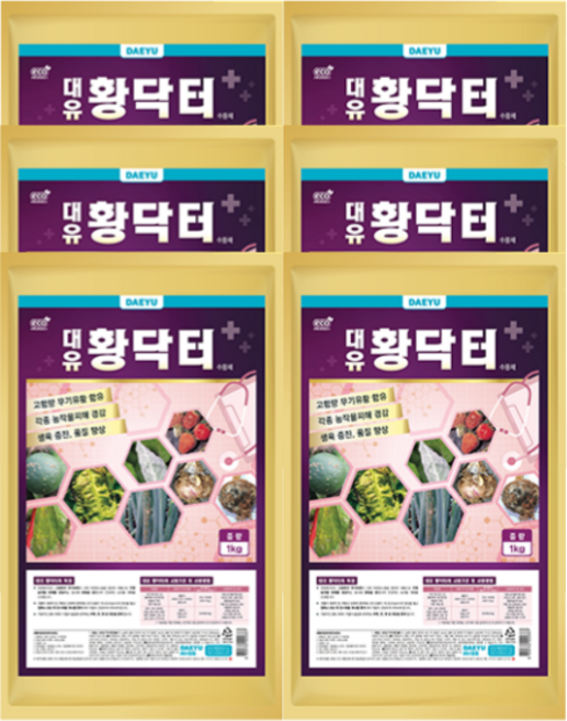 농업마켓365 대유 황닥터 수용제 프리미엄 유황복합제 고함량 무기유황+미량요소 비료, 6개, 1kg