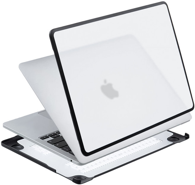 뷰씨 맥북 소프트 범퍼 풀커버 반 투명 하드 케이스, 블랙, 1개