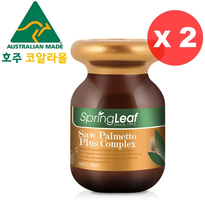 호주직구 쏘팔메토 1600mg 60캡슐 2개 스프링리프 남성건강, 60정 - 쿠팡