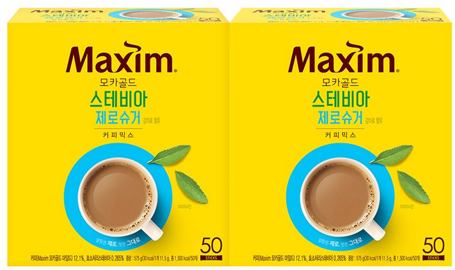 맥심 모카골드 스테비아 제로슈거 커피믹스, 11.5g, 2개, 50개입