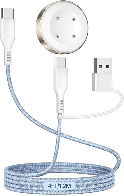 구글 픽셀 워치 2/3 & Fitbit Sense/Versa 3/4 충전기용 2 in 1 USB C/A 충전 케이블 1.2m4피트 60W최대 타입 C to C 고속 충전 나일, 구글 픽셀 워치 2/3 & Fitbit Sense/Ve