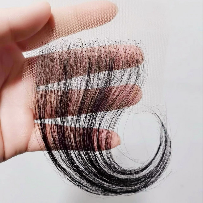 샤일리 엠자 이마 부분 가발 붙이는100% 인모 가발, 자연블랙+평행타입, 1개