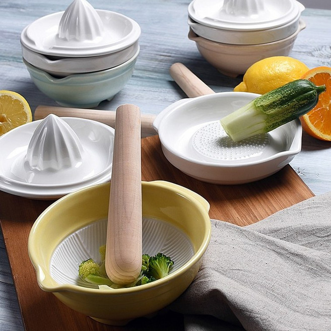 크라운포드 도자기 레몬스퀴저 강판 세라믹 절구 이유식 조리기 세트, 크라운포드 이유식조리기 4P
