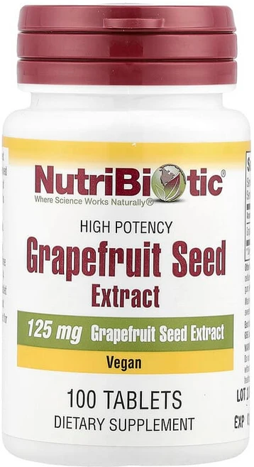 NutriBiotic 자몽 씨 추출물 고효능 125mg 100정 NutriBiotic (뉴트리바이오틱), 1개 - 쿠팡