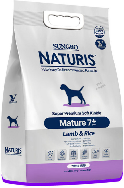 펫도어 네츄리스 머츄어 7+ 알러지 소프트 강아지 사료, 양, 3kg, 1개