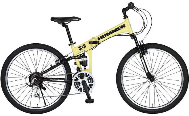 험머 HUMMER 접이식 MTB 산악 자전거 26인치 18단 기어 63276-0799, 베이지, 1개