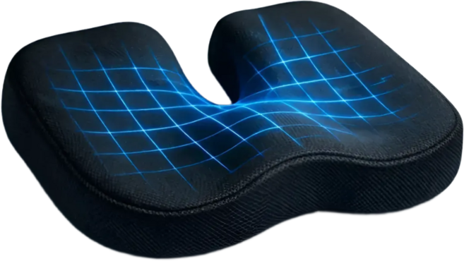 오브미 기능성 꼬리뼈 메모리폼 3D 엉덩이 방석 자세교정, 오닉스블랙
