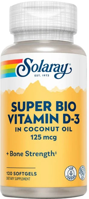 솔라레이 슈퍼바이오 D3 코코넛오일 소프트젤(Btl-플라스틱) 125mcg 120 소프트젤, 120정, 1개 - 쿠팡
