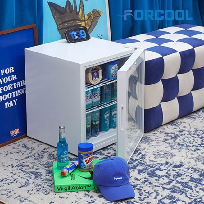 포쿨 음료수냉장고 쇼케이스 디지털 미니 가정용 업소용 음료 술장고 50L, 화이트 FC-50MSW