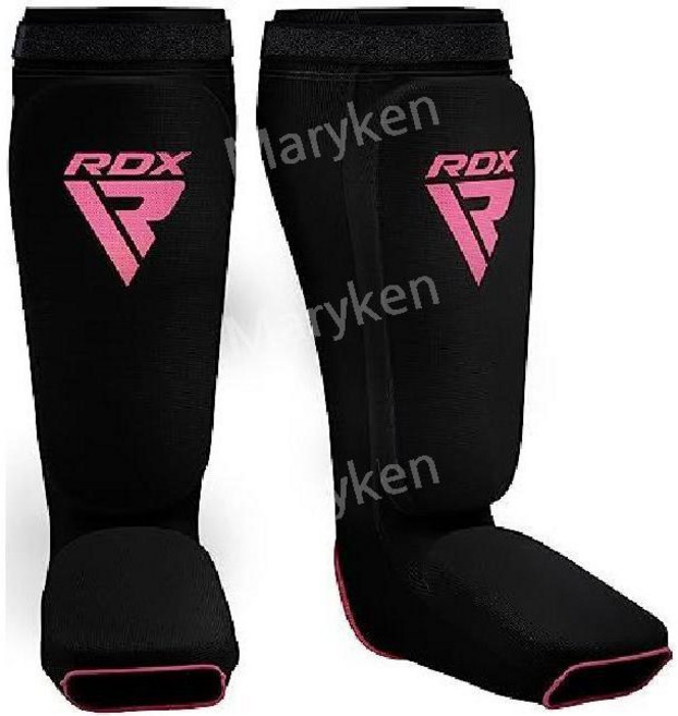 RDX 신가드 킥복싱 무에타이 SATRA 승인 MMA 스파링 다리 발등 보호패드, 블랙 핑크, 1개