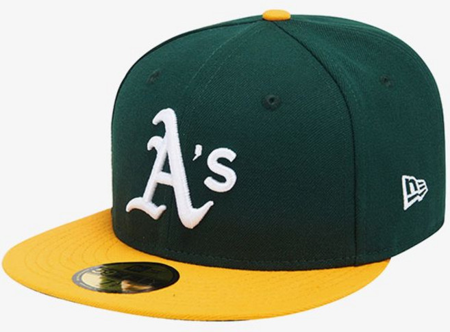 뉴에라 MLB 어센틱 오클랜드 애슬레틱스 피티드캡 홈 다크그린 / 에이골드 70361054