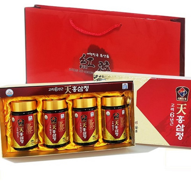 천홍삼농축액 6년근 충남금산 240g 4병세트 1박스(쇼핑백 포함), 4개