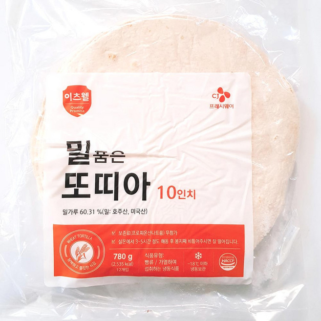 이츠웰 밀품은또띠아(10인치 12장 780g), 780g