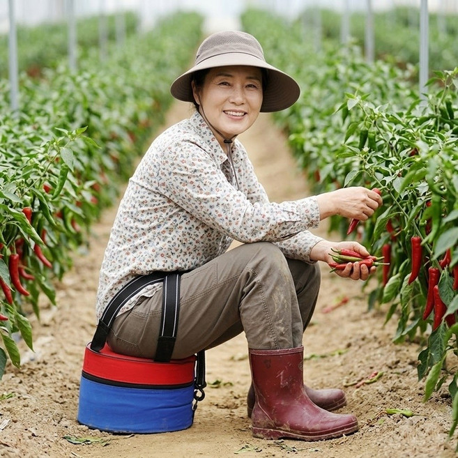 농사용 밭일의자 엉덩이 작업방석 작업용 텃밭 갯벌체험 고추따는의자 김장 방석, 레드블, 1개