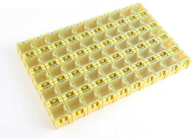 SMD 전자 부품 컨테이너 미니 보관함 키트 데스크 오거나이저 50 개/세트, 03 Yellow