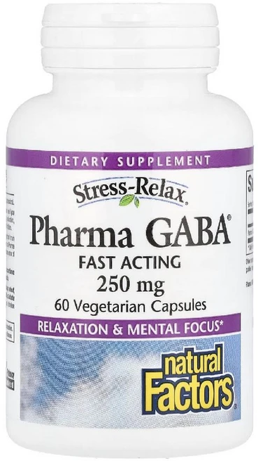 내추럴 팩터스 스트레스 릴랙스 파마 GABA 250mg 베지 캡슐 60정 1병, 1개 - 쿠팡