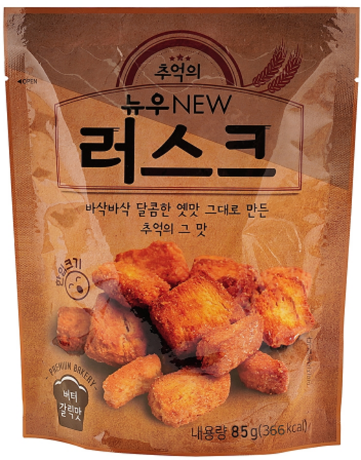 옛날과자 뉴러스크 80g (1박스-12개)교회 어린이 학교 단체 탕비실간식, 24개, 85g
