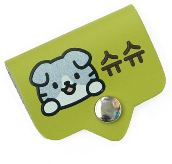반려동물 단추형 인식표 강아지 외출용 똑딱이 이름표, 기본체, 그린, 1개