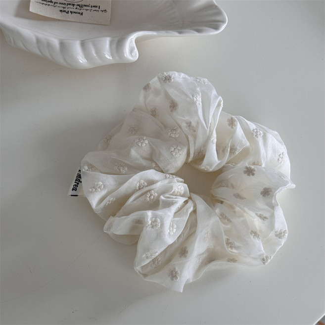 시스루 플라워 화이트 머리끈 슈슈 곱창밴드