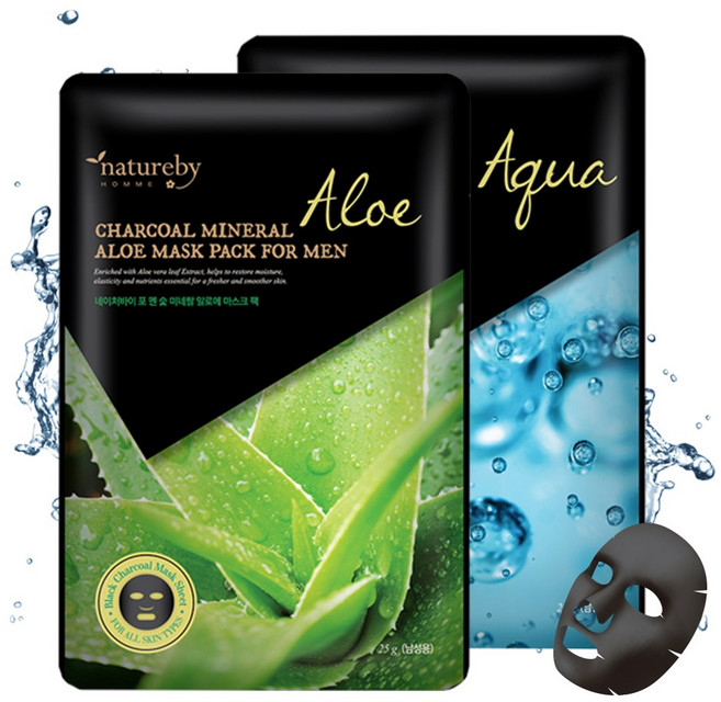 네이처바이 남성용 마스크팩 혼합 50매(알로에+콜라겐), 50개, 25ml