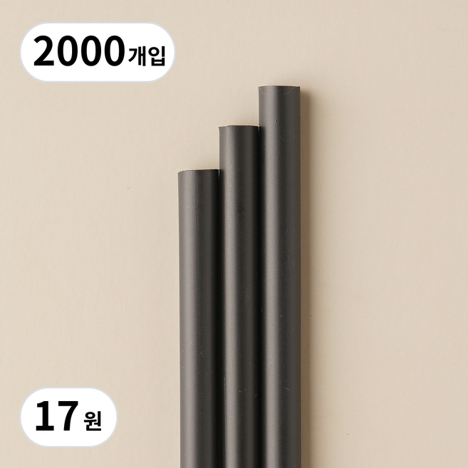 지구사랑 옥수수 빨대 21cm 생분해 PLA 벌크포장 블랙, 20개, 100개입