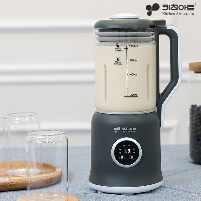 키친아트 내열강화유리 대용량 두유제조기 KSM-1581D 믹서기 죽제조기 이유식제조기 스프제조 자동세척, 다크그레이색상