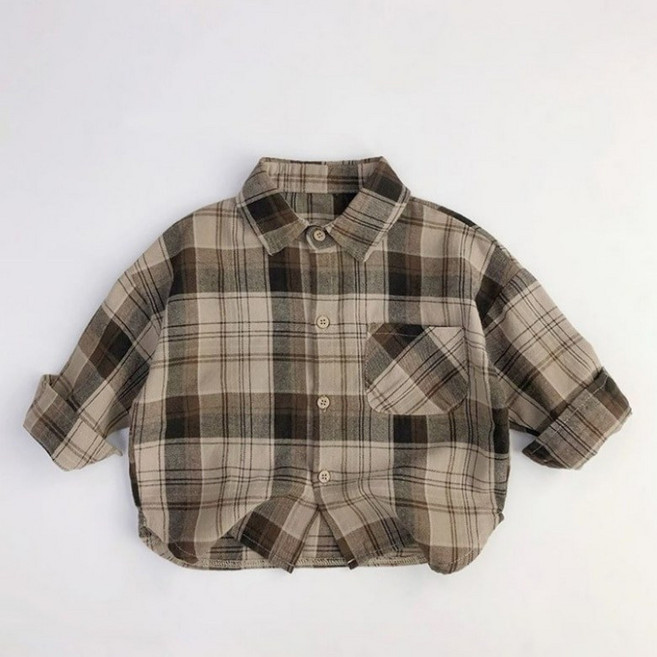 구빠방 아동 데일리 체크 루즈핏 자켓 셔츠