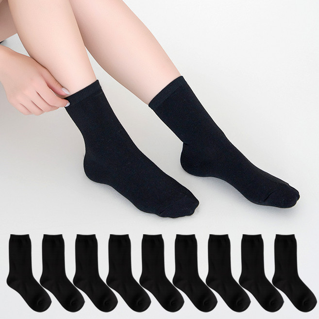 본베이직 여성 국산 무지 중목 양말