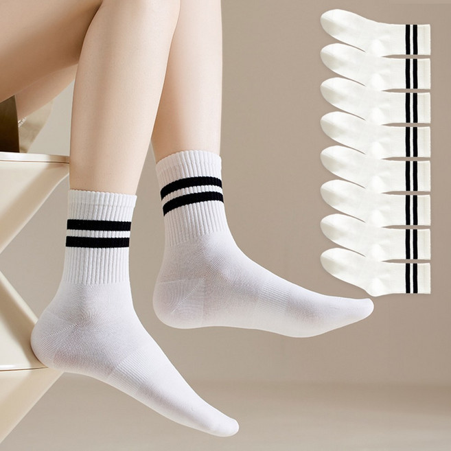 코욜하우키 여성용 투라인 중목 양말 8켤레